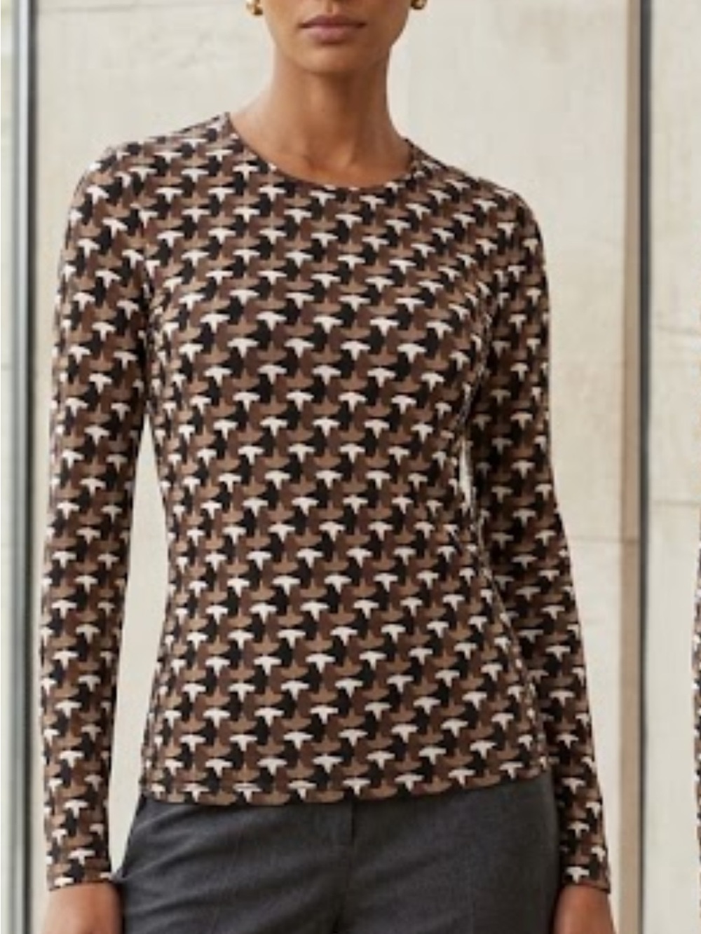 🐠Worth New York Patterned Jersey Long Sleeve Top Small | Office to Weekend Style